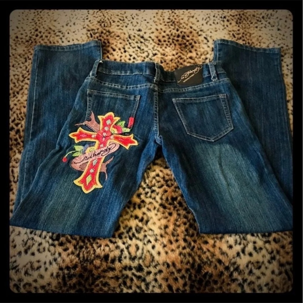 Ed Hardy Cross Embroidered Jeans